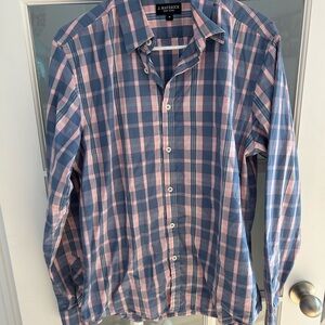 Men's Blue and Pink Plaid Shirt